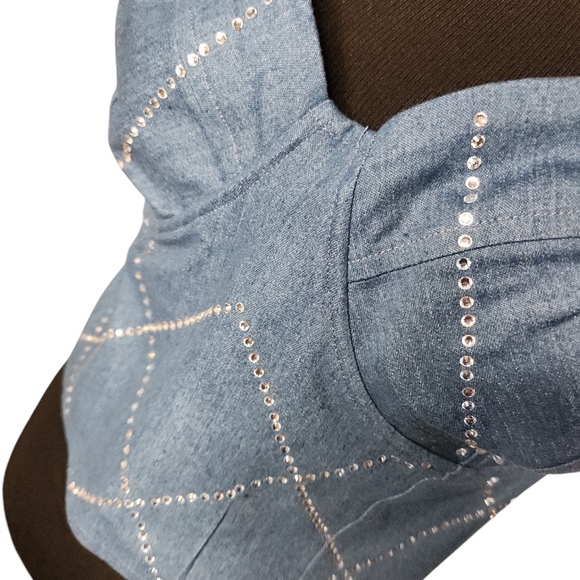 NWT Rue Rhinestone Studded Plus Denim Underwire Bustier  Size 3X Plus - Picture 2 of 7